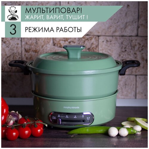 Мультиварка для здорового питания электрическая термо кастрюля с антипригарным покрытием и крышкой Morphy Richards 2 литра 999000₽