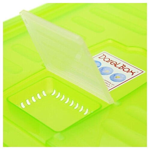 Контейнер для хранения пластмассовый "Darel-box" 56л, 61х40х31см, на колесах, ручки-клипса, зеленый (Россия) - фотография № 2