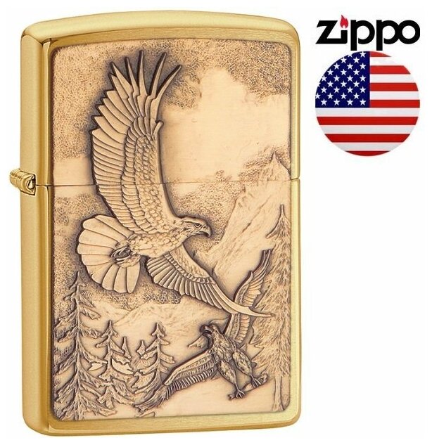 Зажигалка Zippo Eagles латунь/сталь золотистый матовый - фото №6