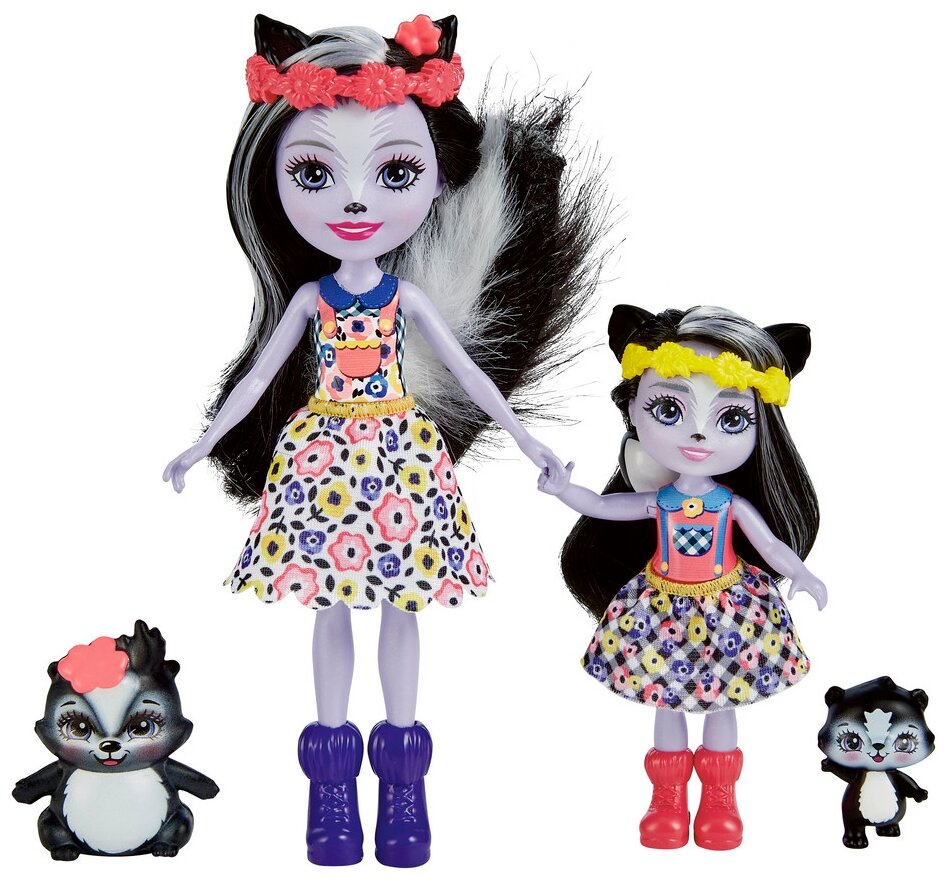 Игровой набор Mattel Enchantimals Сейдж Скунси с сестричкой и питомцами HCF82