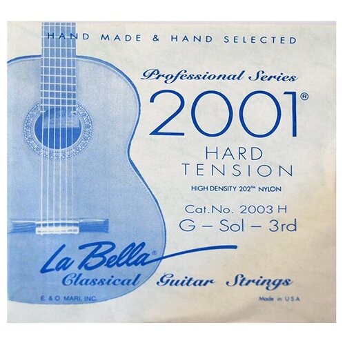 Струна 3-я для классической гитары LA BELLA 2003H струна 3 я для классической гитары la bella 823