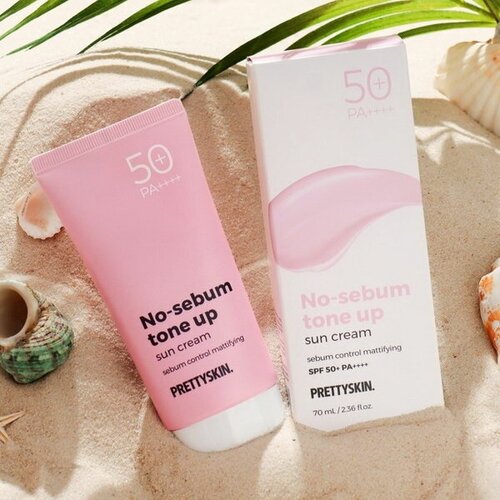 Тонизирующий солнцезащитный крем, PrettySkin No Sebum Tone Up Sun Cream SPF50+PA, 70 мл pretty skin розовый тонизирующий солнцезащитный крем prettyskin pink tone up sun cream spf50 pa 70 мл