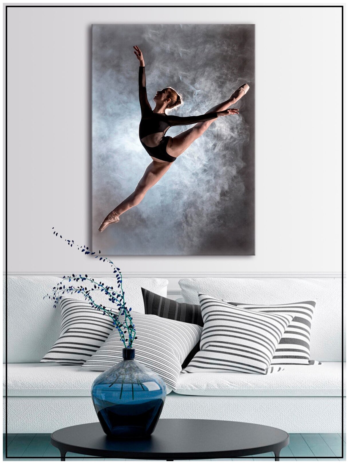 Картина для интерьера на натуральном хлопковом холсте "Балерина в прыжке", 30*40см, холст на подрамнике, картина в подарок для дома