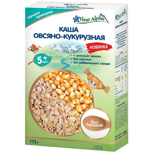 Каша Fleur Alpine безмолочная овсяно-кукурузная, с 5 месяцев каша nestlé безмолочная кукурузная с 5 месяцев