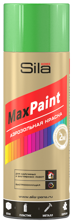 Sila HOME Max Paint, краска аэрозольная, универс., лиственно-зеленый RAL6002, 520мл SILP6002