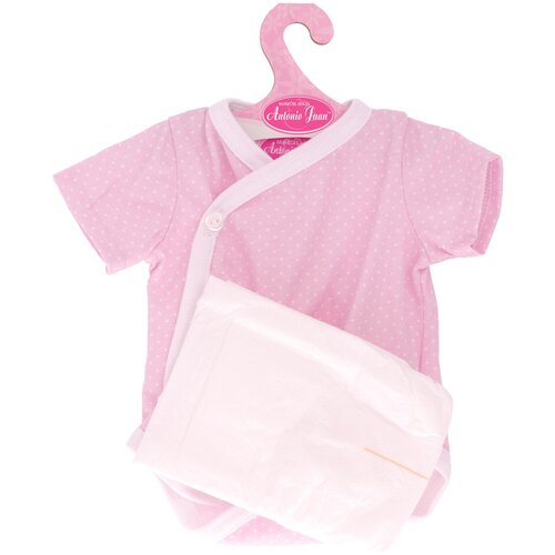 Одежда для кукол и пупсов 40 - 45 см, боди розовое в горошек, подгузник / памперс