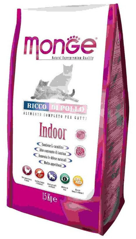 Сухой корм Monge Indoor для взрослых кошек при домашнем содержании, курица, 10кг - фото №8