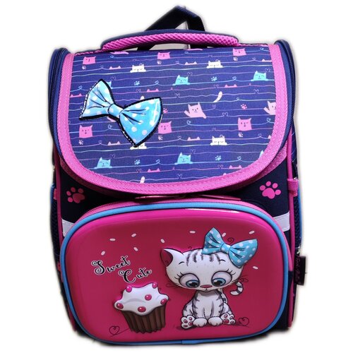 Школьный рюкзак для девочки Котенок 3D/ Ранец школьный для девочки / Рюкзак Котенок / Ортопедический рюкзак / Портфель школьный / Рюкзак для девочки / Ранец ортопедический / Рюкзак 3Д
