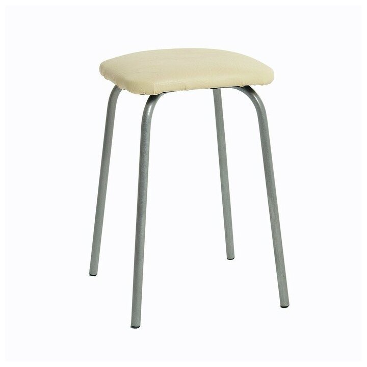 фото Табурет "Эконом" квадратный, Серебристый металлик/молочный