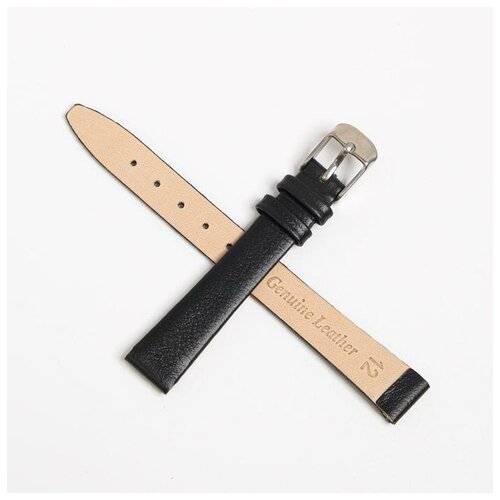 фото Ремешок для часов, женский, 12 мм, натуральная кожа, чёрный straps