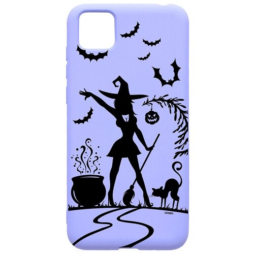 фото Силиконовый чехол-накладка silky touch 3d для huawei y5p / honor 9s с принтом "witch and boiler" сиреневый gosso