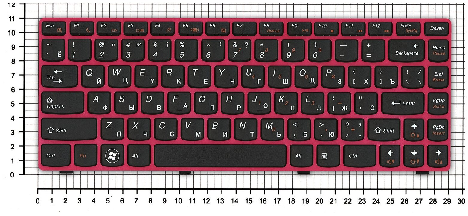 Клавиатура для ноутбука Lenovo AEKL6U00160 русская черная с красной рамкой