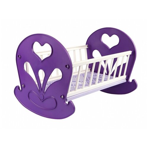 мебель кровать фиолетовая с постельным бельем с 1425 огонек Мебель для кукол Огонек Кровать-качалка фиолетовая (С-1588)