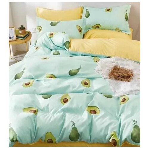 фото Постельное белье boris авокадо салатово-желтый евро, сатин, наволочки 70x70