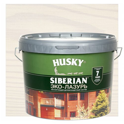 Лазурь HUSKY Siberian 9 л полуматовая белая