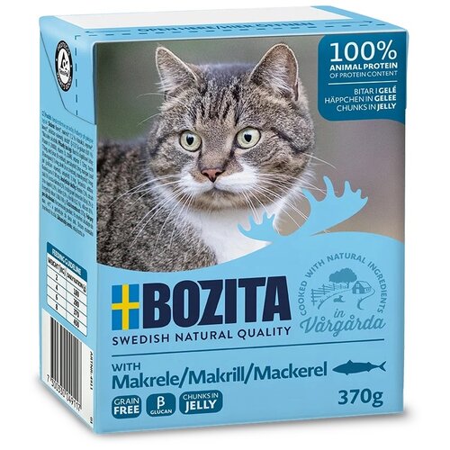 Влажный корм для кошек Bozita со скумбрией 370 г (кусочки в желе) bozita bozita meat multibox влажный корм для взрослых кошек в желе мясной микс в паучах 85 г