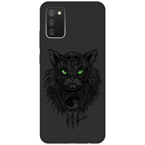 Ультратонкая защитная накладка Soft Touch для Samsung Galaxy A02s с принтом Shaman Cat черная ультратонкая защитная накладка soft touch для samsung galaxy a02s с принтом cheetah черная