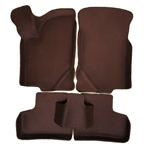 Автомобильные коврики ЕВА / EVA для Lada Granta 2011-н. в, Lada Kalina II 2013 - 2018 / Лада Гранта, Лада Калина 2 / 3D 3д / с бортами / коричневый-коричневый