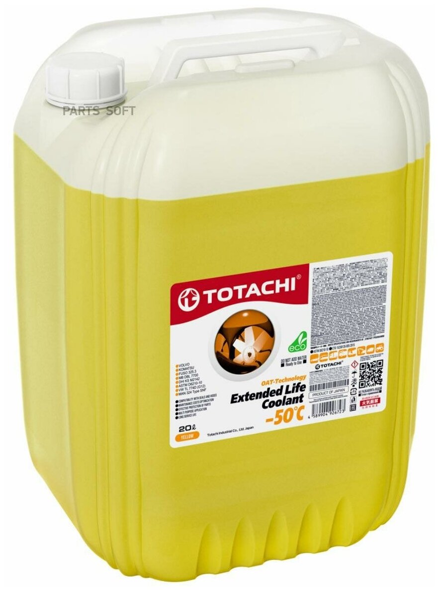 Жидкость охлаждающая низкозамерзающая totachi extended life coolant -50c 20л, totachi, 43820