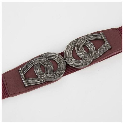 фото Ремень женский, ширина 3,8 см, резинка, пряжка серебро, цвет бордовый market-space