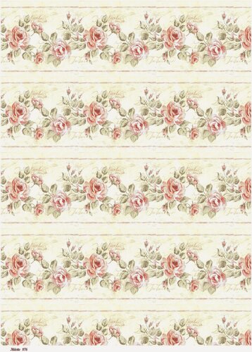 Изображение товара Рисовая бумага для декупажа карта салфетка А4 салфетка 1176 цветы розы узор орнамент винтаж крафт Milotto