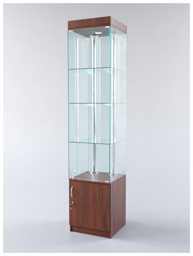 Витрина "хайтек" №3-1 (задняя стенка - стекло), Орех 45 x 45 x 210 см