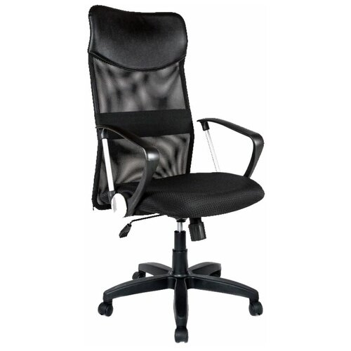 Компьютерное кресло Евростиль Комфорт Люкс Prof офисное, обивка: искусственная кожа, акриловая сетка, цвет: черный