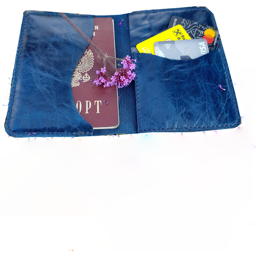 фото Обложка для паспорта skinner, натуральная кожа, отделение для карт, подарочная упаковка, синий