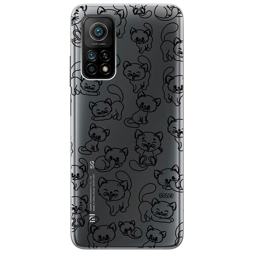 фото Ультратонкий силиконовый чехол-накладка clearview 3d для xiaomi mi 10t с принтом "cute kitties" gosso