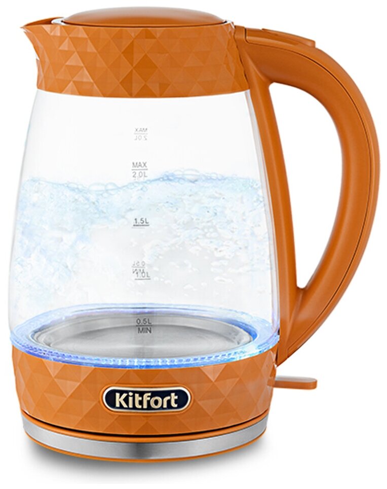 Чайник электрический Kitfort KT-6123-4, 2 л, 2200 Вт, оранжевый