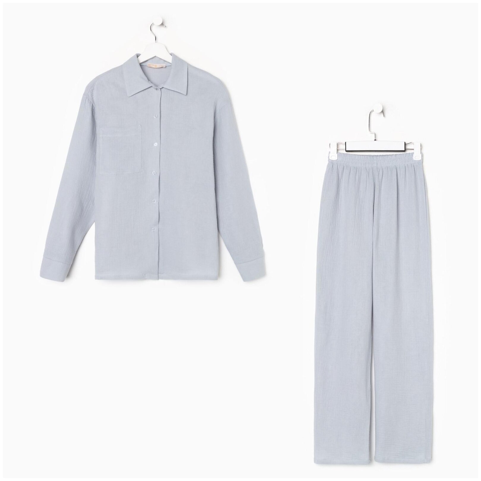 Комплект (рубашка, брюки) KAFTAN "Basic" женский, цвет серо-голубой, размер 48-50 - фотография № 5