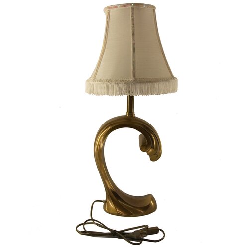 Бронзовая настольная лампа на основании в форме волны в стиле модерн