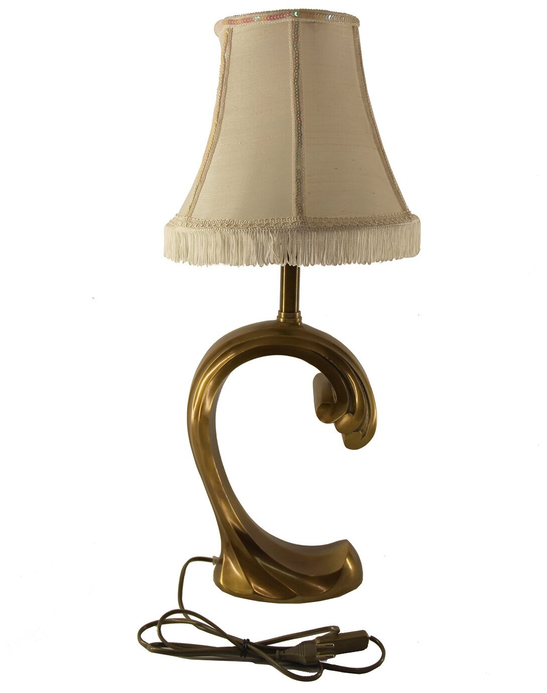 Бронзовая настольная лампа на основании в форме волны, стиль модерн, Индия