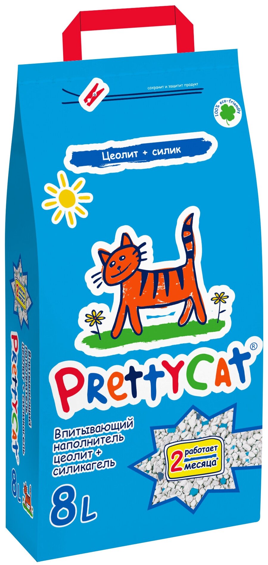 Наполнитель Впитывающий "PrettyCat Naturel" цеолит + силикагель без аромата 8л/4кг