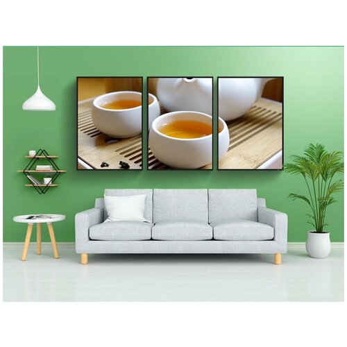 фото Набор модулных постеров для интерьера "китайский чай, напиток, лист" 60x90 см. в тубусе, без рамки lotsprints