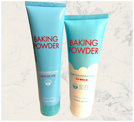 Скраб содовый Baking Powder 200 грамм + Пенка содовая для лица Baking Powder "Etude House" 160 мл