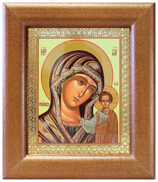 Казанская икона Божией Матери (лик № 109), в широкой рамке 14,5*16,5 см