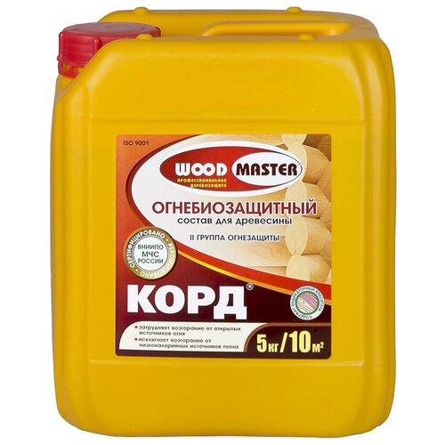 Огнебиозащитный состав для дерева Woodmaster Корд, с индикатором, 5 кг woodmaster вудмастер ксд состав огнебиозащитный ii групп 5кг