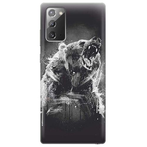 Ультратонкий силиконовый чехол-накладка для Samsung Galaxy Note 20 с принтом Разъяренный медведь ультратонкий силиконовый чехол накладка для samsung galaxy a3 с принтом разъяренный медведь