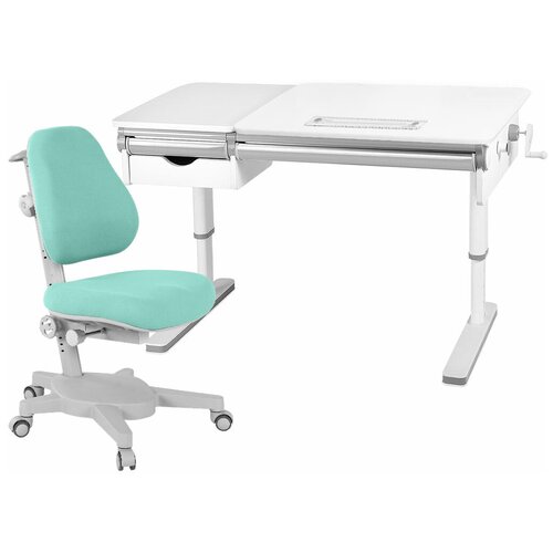 Комплект Anatomica Premium-40 белый/серый с мятным креслом Armata