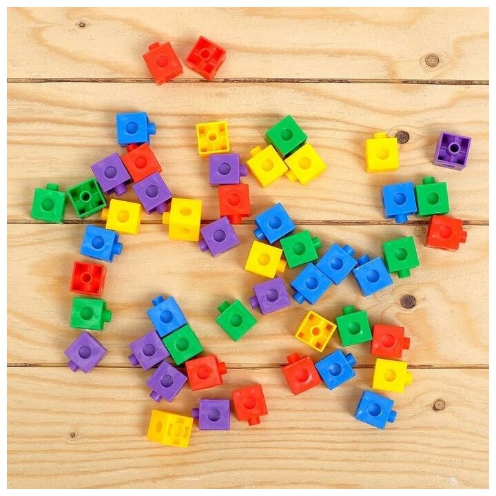 Обучающий набор «Кубики-конструктор: учимся считать» с заданиями, 50 кубиков, по методике Монтессори