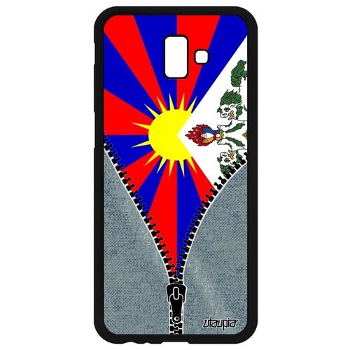 фото Ударопрочный чехол для смартфона // galaxy j6 plus 2018 // "флаг тибета на молнии" государственный страна, utaupia, серый