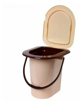 Ведро-туалет с крышкой , 17 л, бежево-коричневый , 40х36х38 см , Альтернатива - фотография № 2