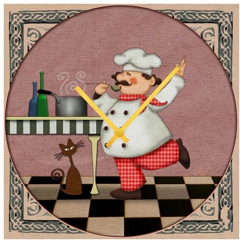 фото Svs настенные часы svs 3002690 повар готовит