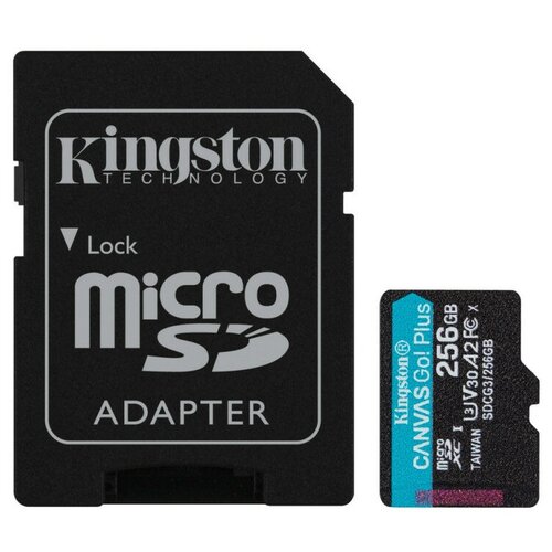 Карта памяти Kingston Canvas Go! Plus microSDXC UHS-I Cl10 +ад, SDCG3/256Gb память micro secure digital card 256gb class10 kingston canvas select plus 100r cl10 uhs i card sd adapter [sdcs2 256gb]