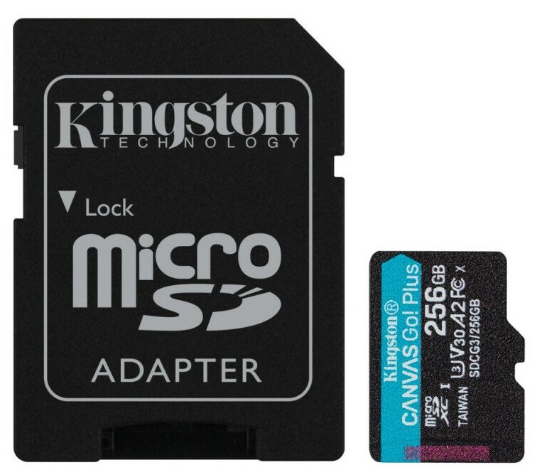 Карта памяти Kingston Canvas Go! Plus microSDXC UHS-I Cl10 +ад, SDCG3/256Gb, 1 шт.