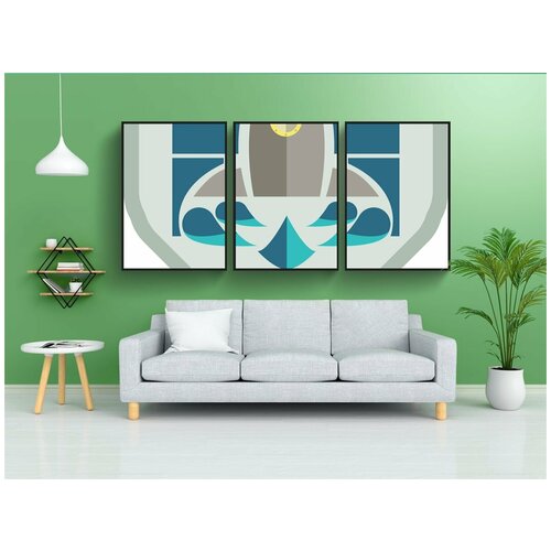 фото Набор модулных постеров для интерьера "ракета, логотип, вода" 60x90 см. в тубусе, без рамки lotsprints