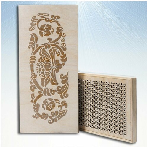 фото Доска садху для йоги с динамическими гвоздями растения цветок лотос - 1314 woodart