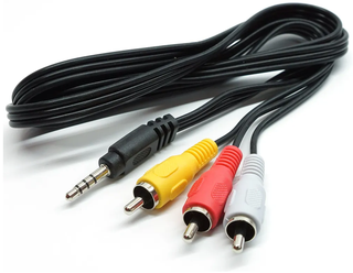 Аудио-видео шнур JACK 3.5mm 4 контакта на 3 RCA (тюльпаны) 1.5 метра для цифровых приставок