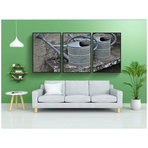 фото Набор модулных постеров для интерьера "в саду, лейка, грей" 60x90 см. в тубусе, без рамки lotsprints